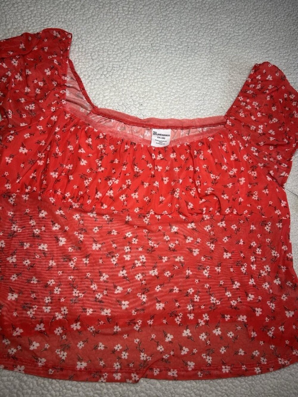 No Boundaries Scoop Neck Floral Mesh Top Women's Size XXL (20) NWT